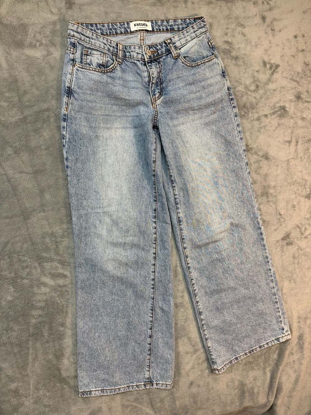 RSQ Low Rise Wide Leg Jeans Size 26 Blue Acid Wash Denim